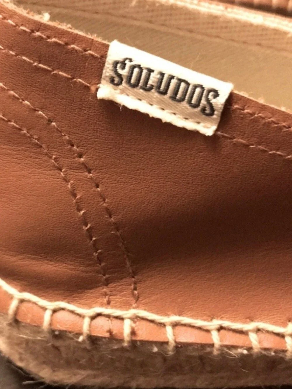 Soludos Brown Leather Espadrille Slip-On Shoes  Size 9